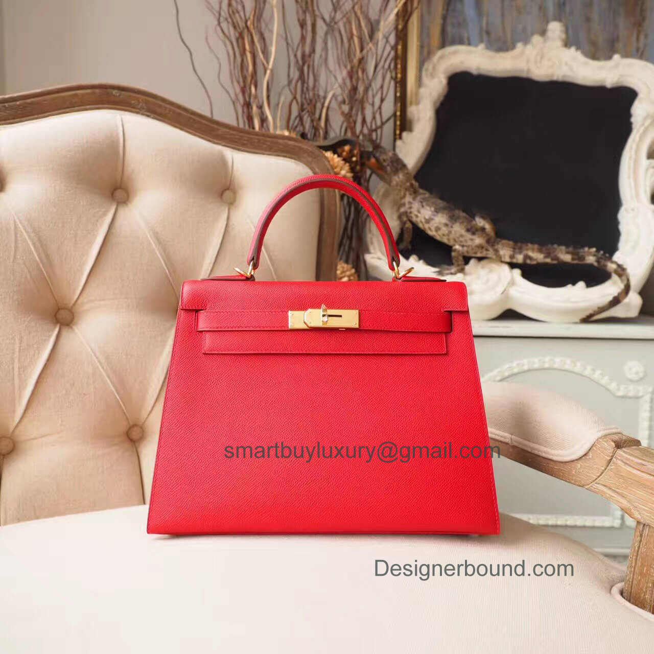 Hermes Kelly 28 Bag in s5 Rouge Tomate Epsom GHW